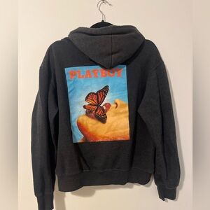 Playboy dark grey Hoodie with Butterfly Back Print